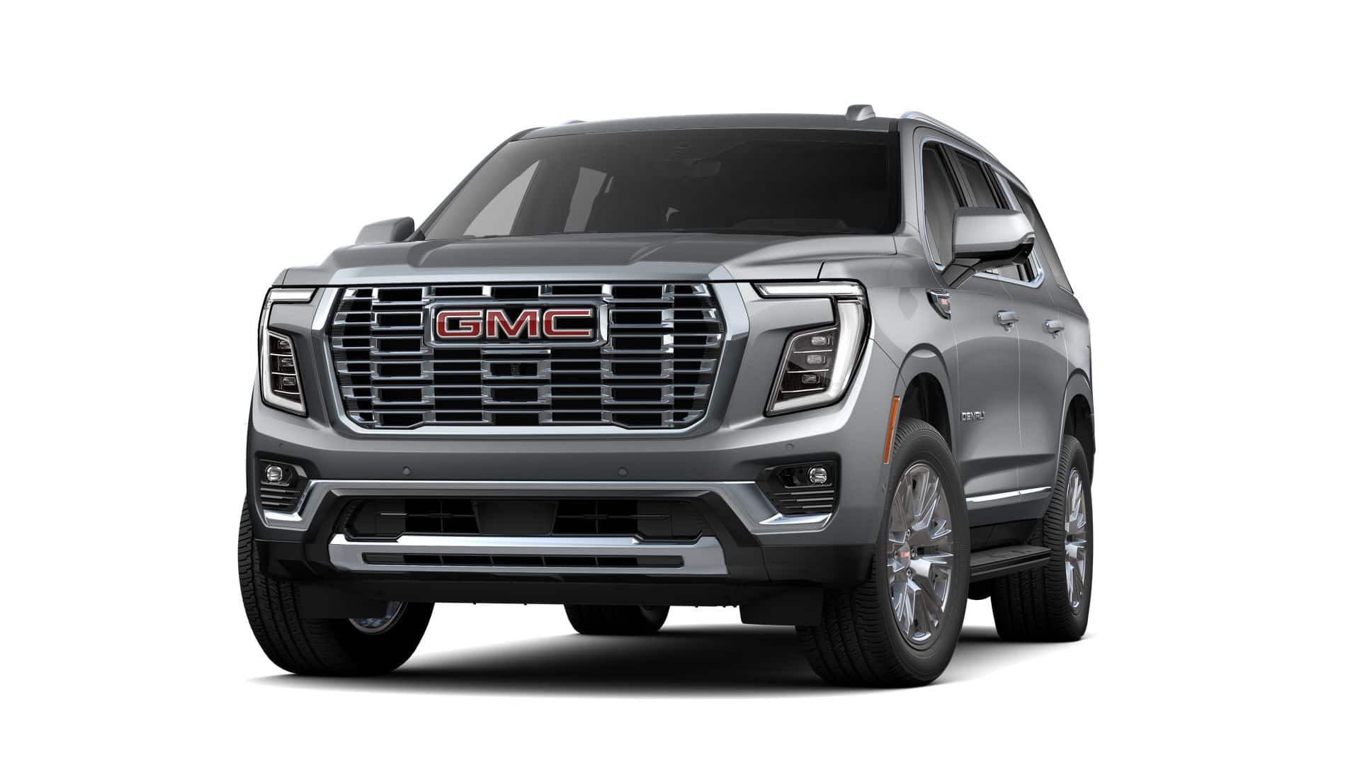 2026 GMC Yukon Denali in Sterling Metallic — front three-quarter view